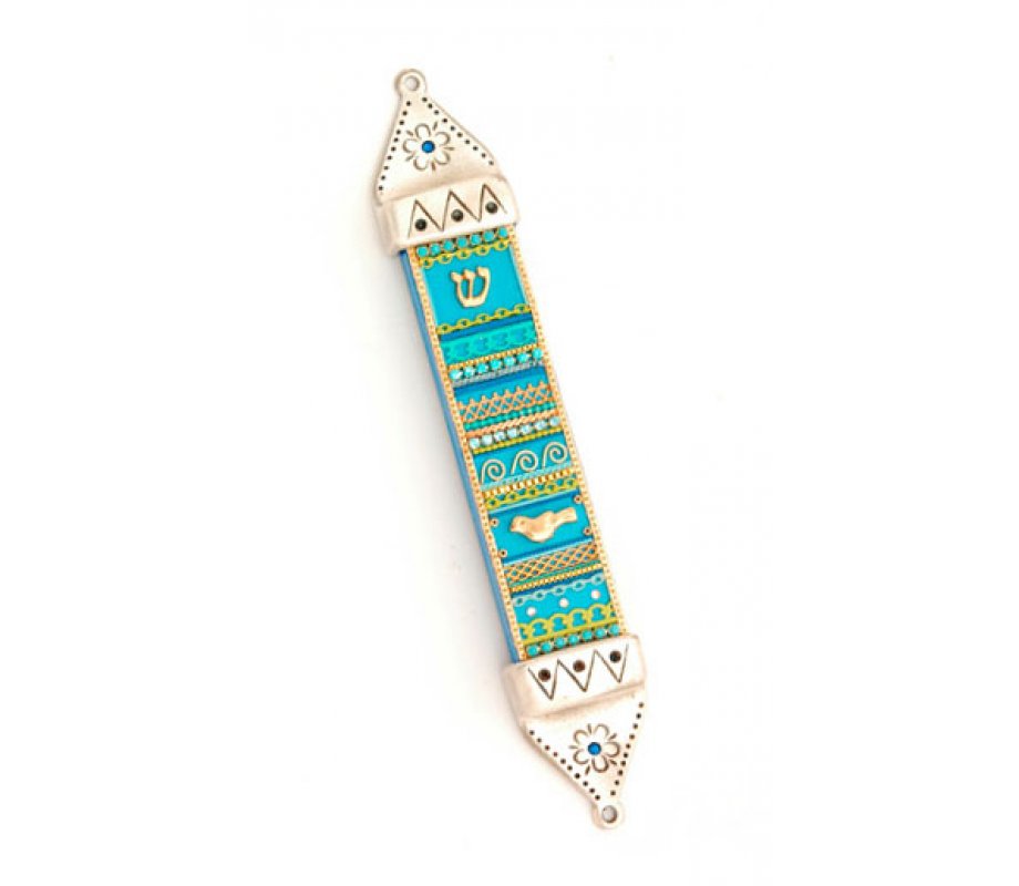 Dove Design Turquoise Mezuzah - Ester Shahaf