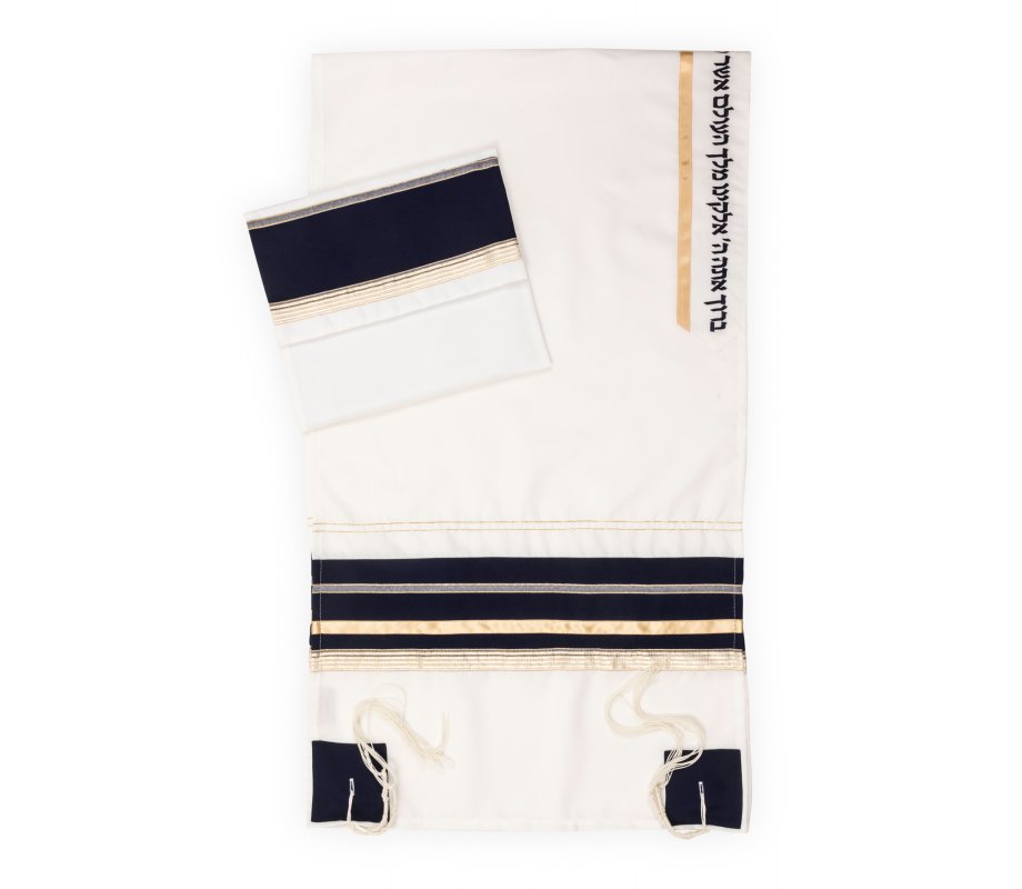 Dramatic Black-Gold-White Tallit Set by Ronit Gur