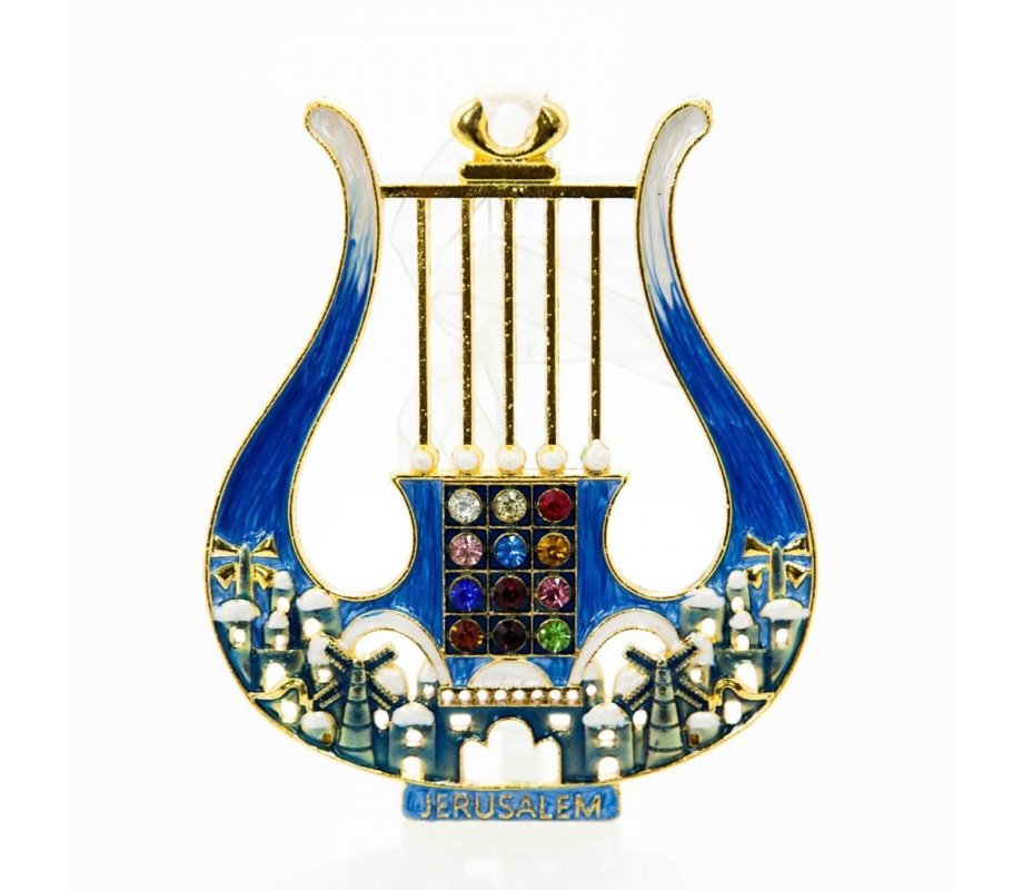 Enamel Wall Decoration, David's Lyre and Jerusalem Design - Choice of Colors