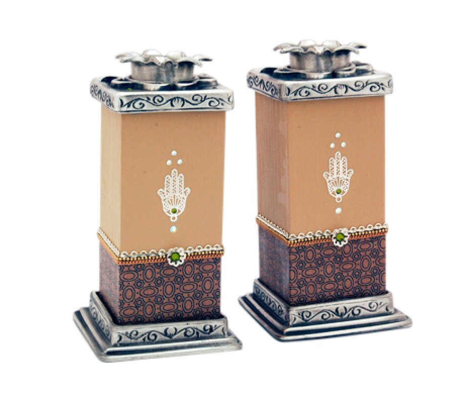Ester Shahaf Autumn Hamsa Candlesticks