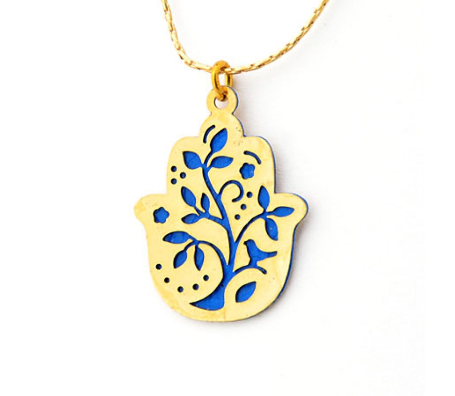 Ester Shahaf Hamsa Necklace with Tree Design