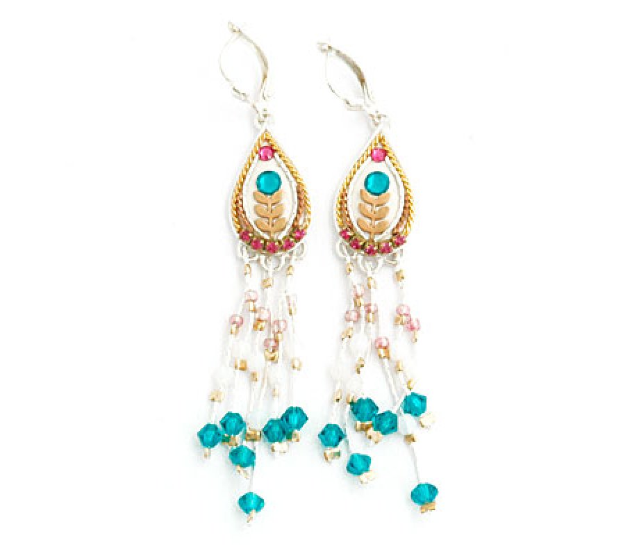 Ethnic Flower Bead Earrings by Ester Shahaf