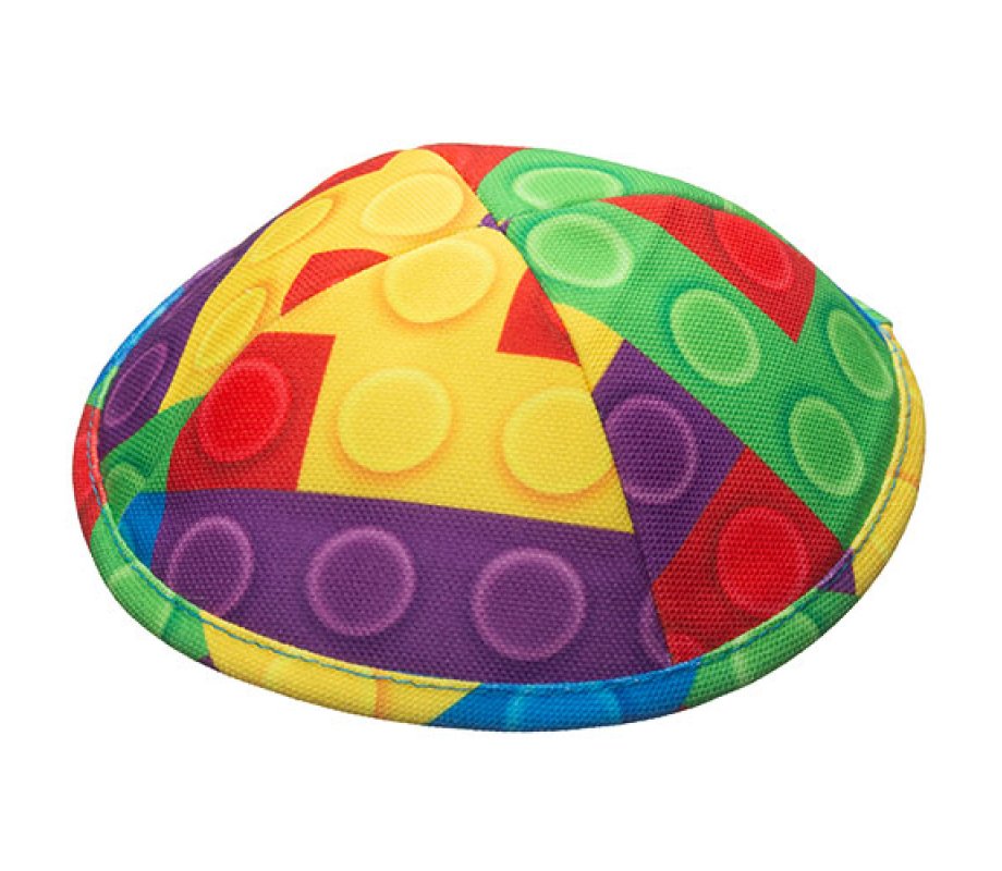 Flat Children's Colorful Circle Design Cloth Kippah