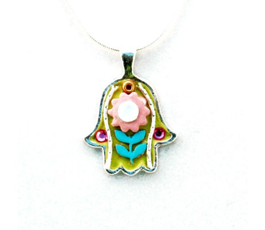 Flower Hamsa Necklace by Ester Shahaf