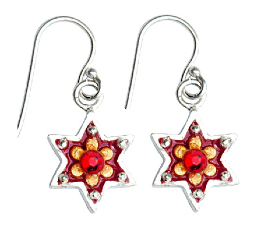 Flower Star of David Earrings by Ester Shahaf