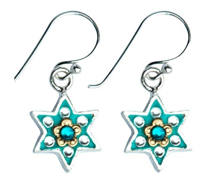 Flowers Star of David Jewish earrings