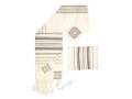 Gabrieli Handwoven Hagar Off White Wool Tallit Set Black and Gold Stripes
