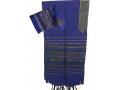 Gabrieli Handwoven Royal Blue Wool Tallit Set - Black and Gold stripes