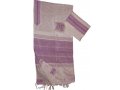 Gabrieli Handwoven White Silk Tallit Set - Fuchsia Design