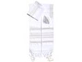 Gabrieli Handwoven White Silk Tallit Set - Gold and Silver Stripes