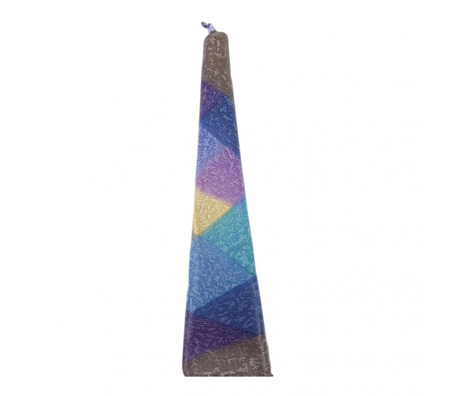 Galilee Style Handmade Pyramid Havdalah Candle - Colorful Diamond Shapes