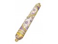 Gleaming Gold Enamel Mezuzah Case with Crystals, Floral Design - Choice of Colors