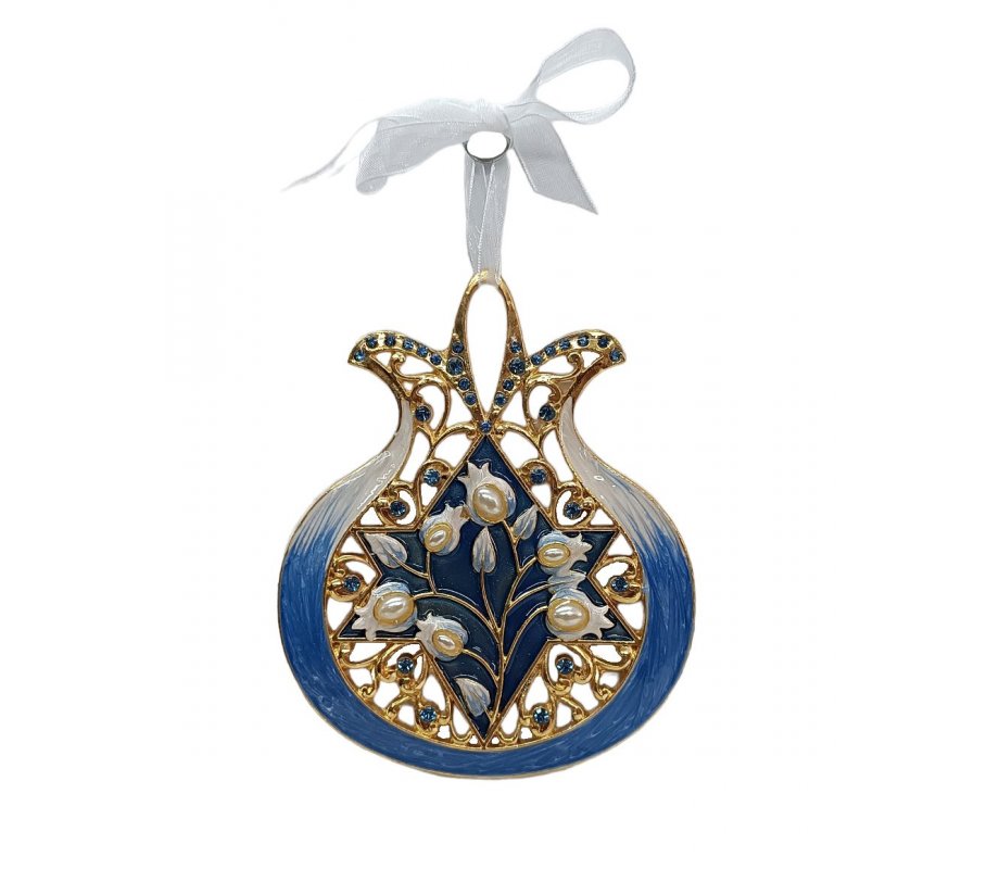 Gleaming Pomegranate Wall Hanging with Crystals, Star of David - Choice of Colors