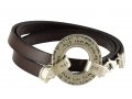 Golan Men Triple Wrap Leather Bracelet with Silver Ana Bekoach Aaron Blessing