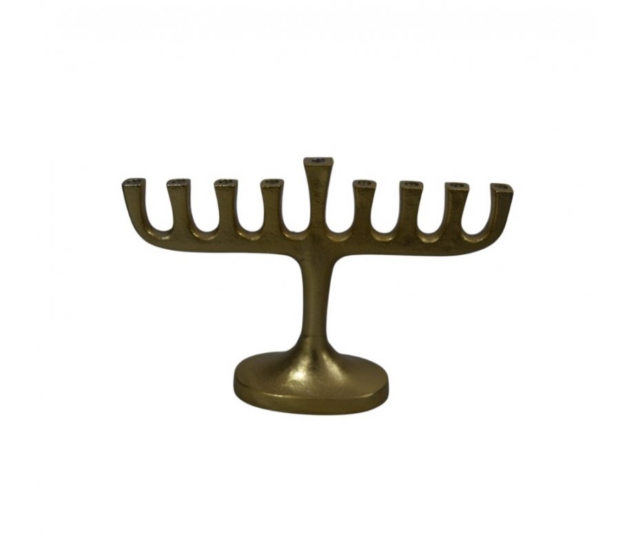 Gold Color Aluminum Chanukah Menorah, For Candles