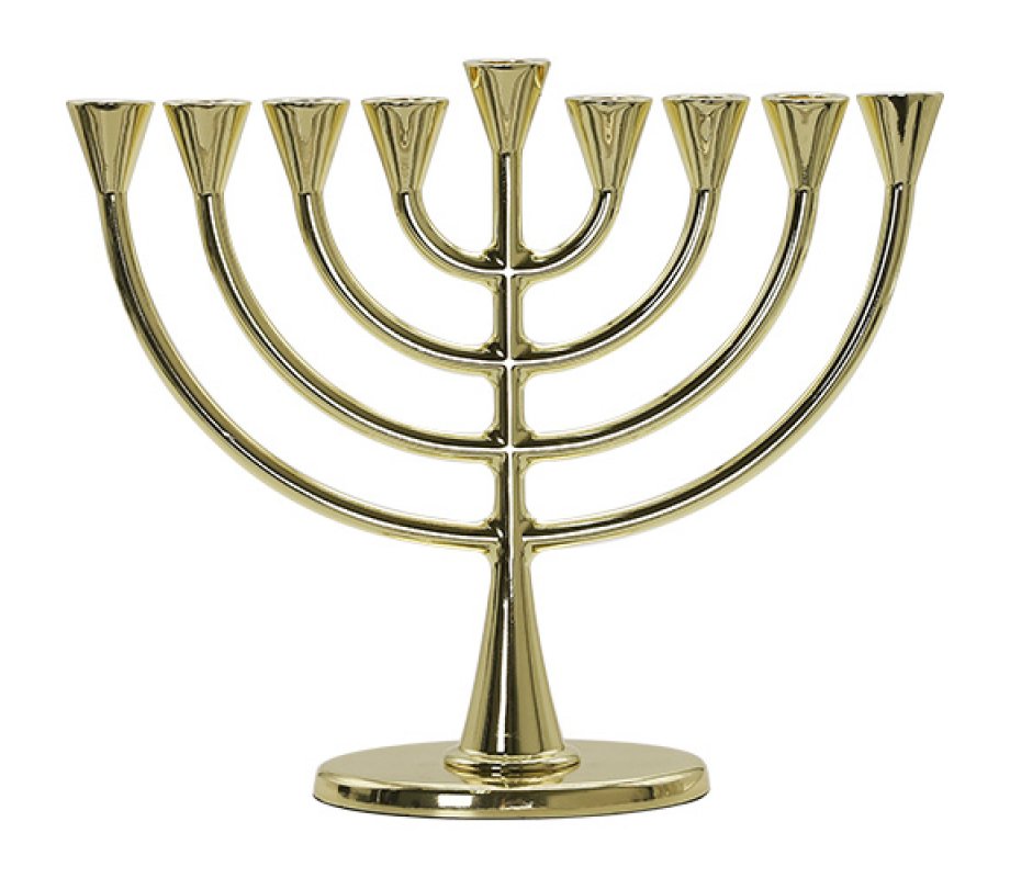 Gold Color Elegant Chanukah Menorah Classic Design - For candles