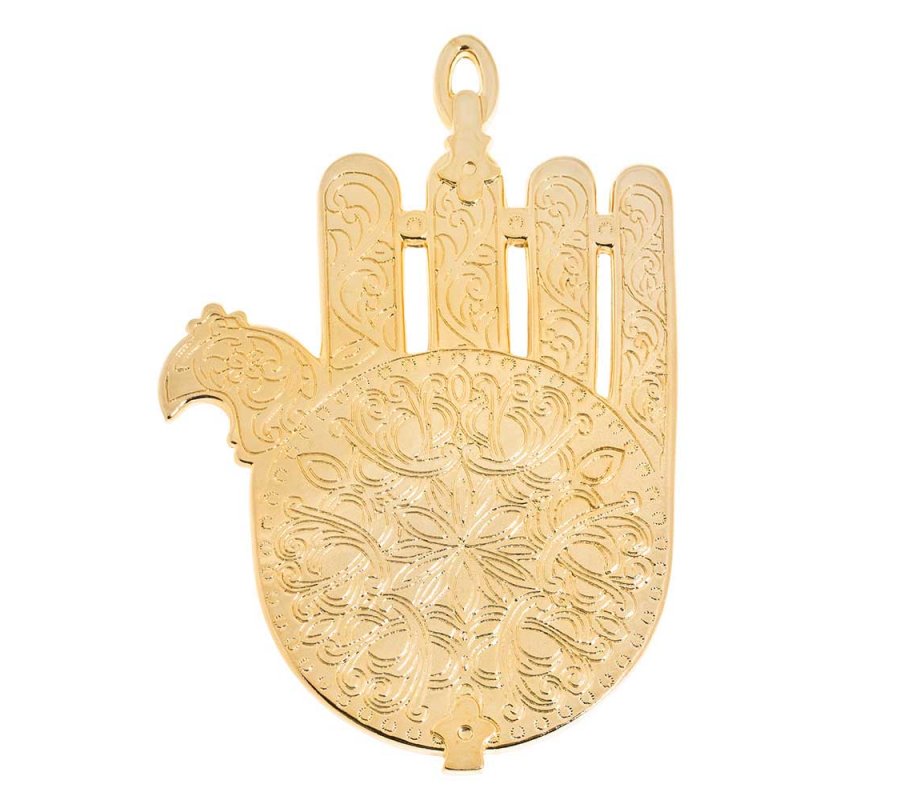 Gold Plated Wall Hamsa Based on Morocco Synagogue Lamp Decoration - Israel Museum