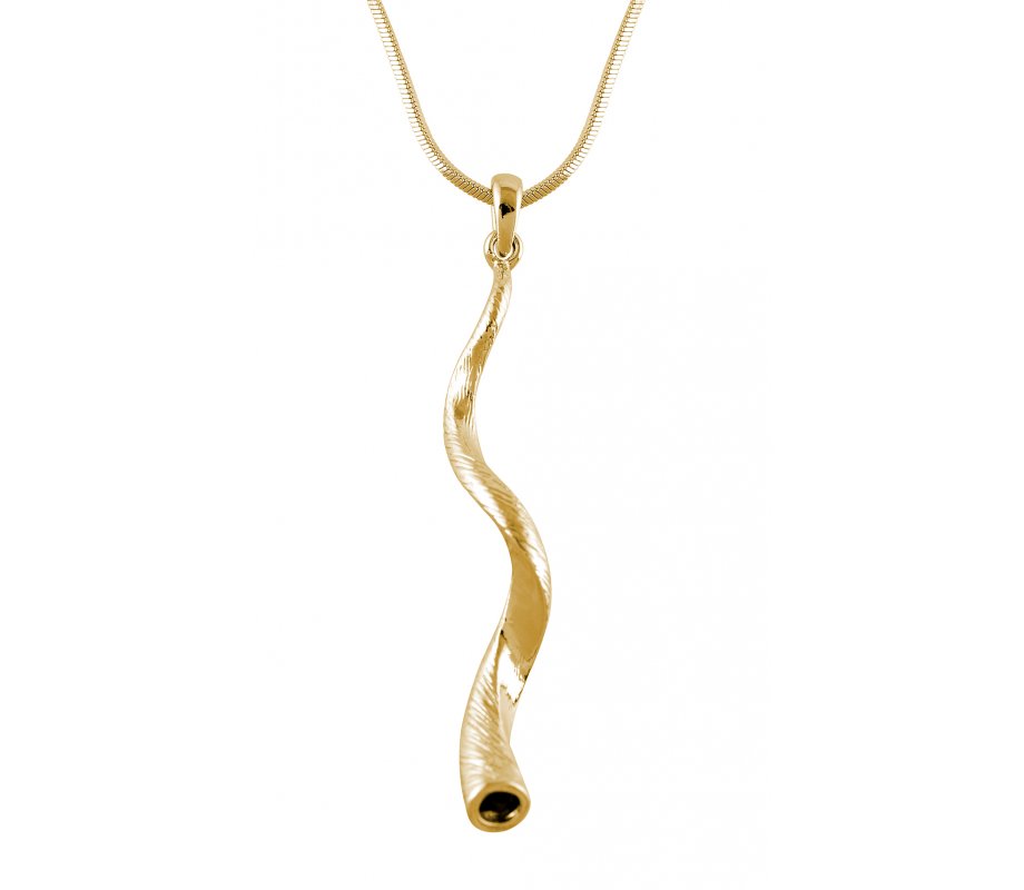 Gold Yemenite Shofar Necklace Pendant Rhodium Plated