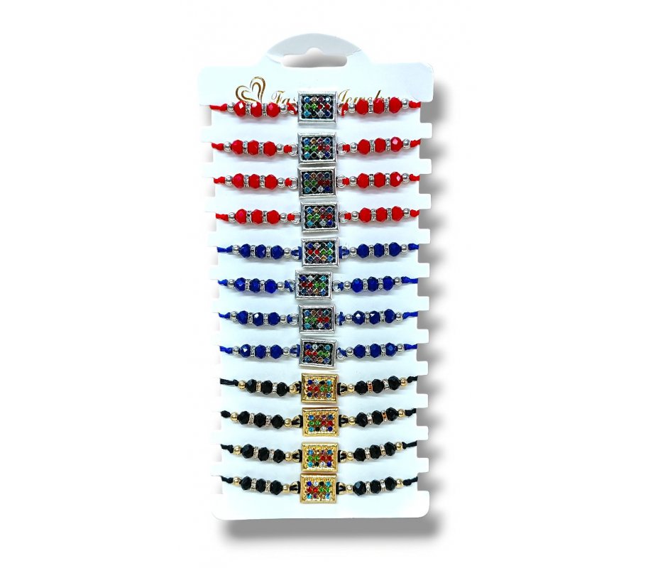 Good Luck Cord Bracelets with Breastplate Image, Assorted Colors � Package of 12