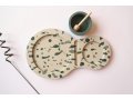 Graciela Noemi Handcrafted Apple Tray with Abstract Design and Green Honey Bowl