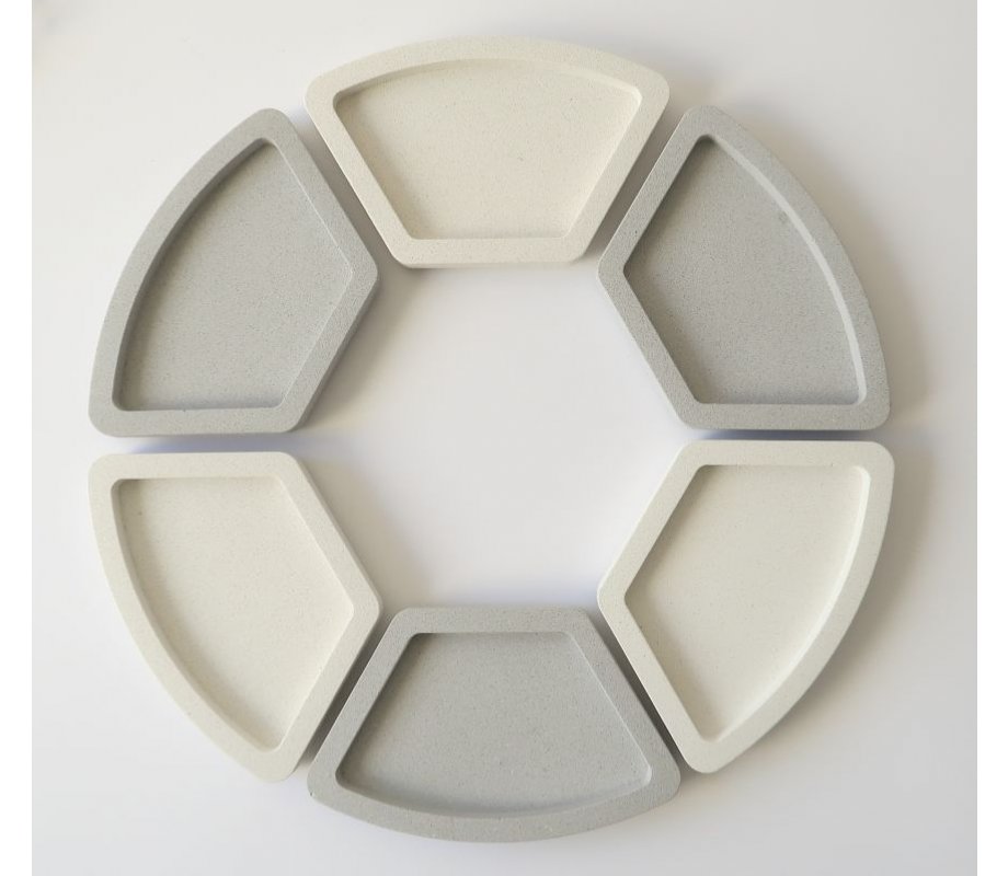 Graciela Noemi Handcrafted Modular Passover Seder Plate - Gray- White