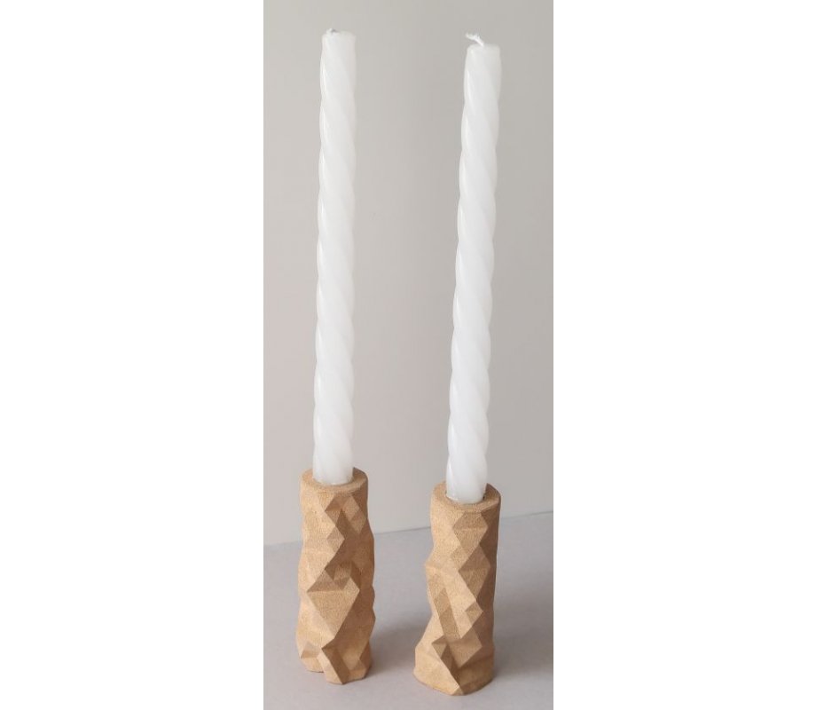 Graciela Noemi Handcrafted Origami Shabbat Candlesticks - Dark Terracotta Color