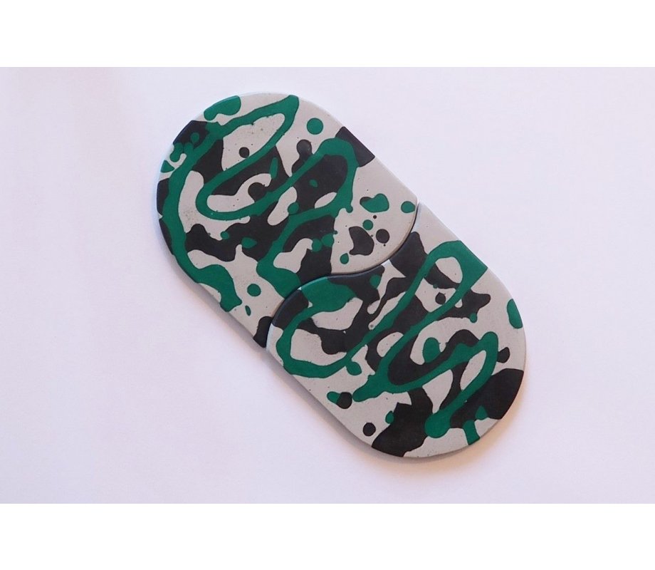 Graciela Noemi Handcrafted Pair of Coasters - Colored Abstract Design on Gray