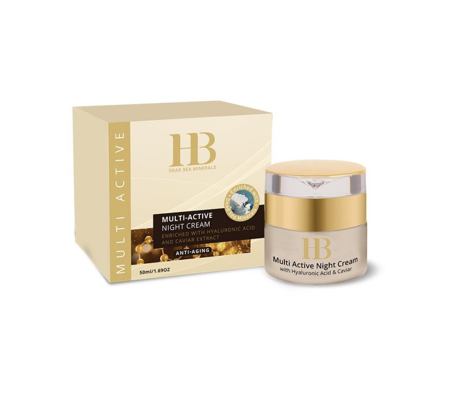 H&B Dead Sea Anti Aging Multi Active Night Cream with Hyaluronic Acid and Caviar