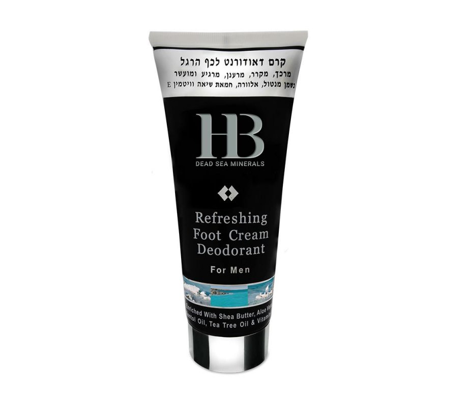 H&B Deodorant Foot Cream for Men with Dead Sea Minerals, Shea Butter and More