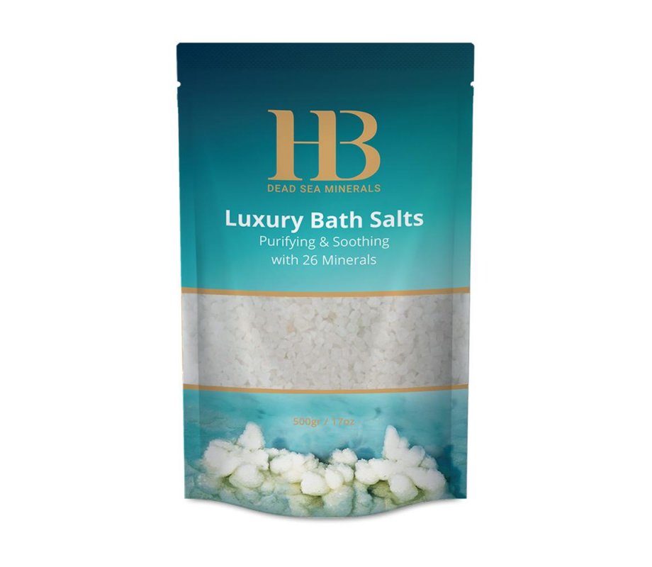 H&B Luxury Bath Salts with 26 Dead Sea Minerals - White Crystals