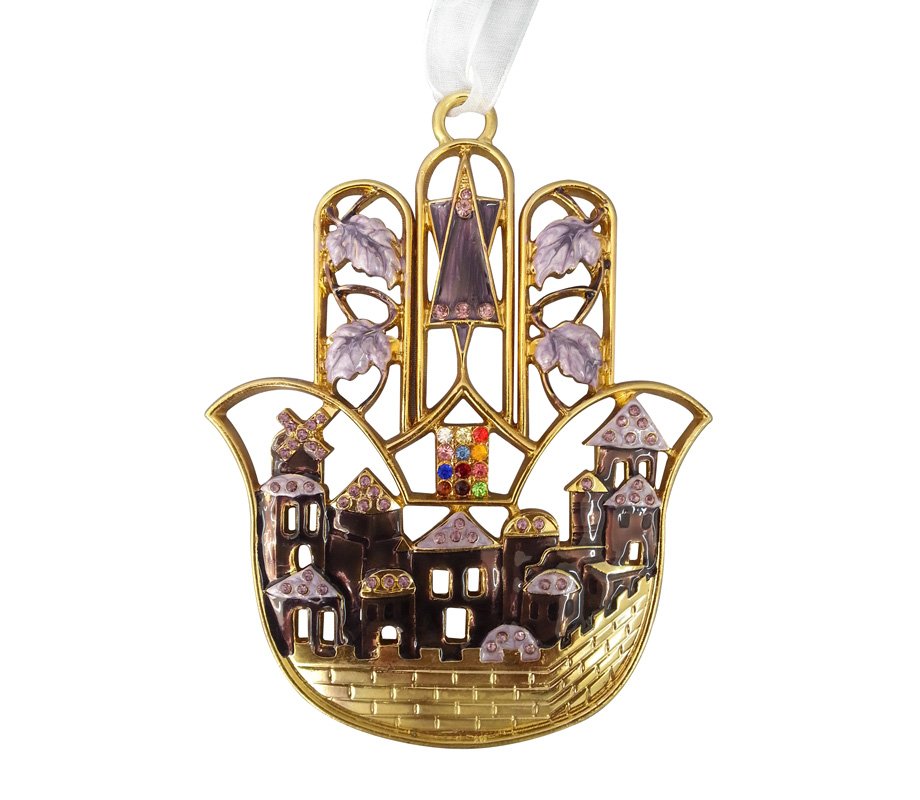 Hamsa Wall Decoration – Jerusalem Images, Star of David and Breastplate