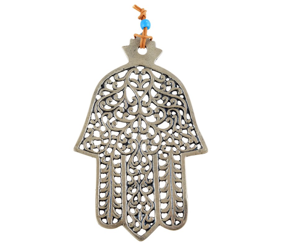 Hamsa Wall Decoration with Cutout Filigree Leaf Design