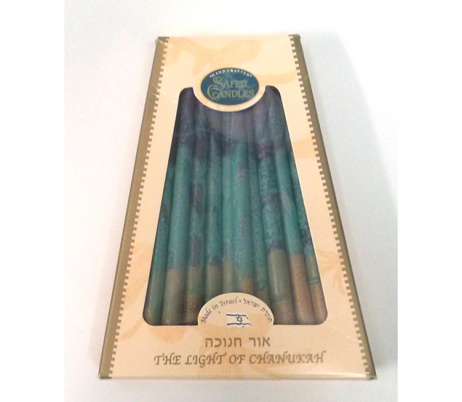 Handmade Dripless Hanukkah Candles - Gold Purple and Turquoise