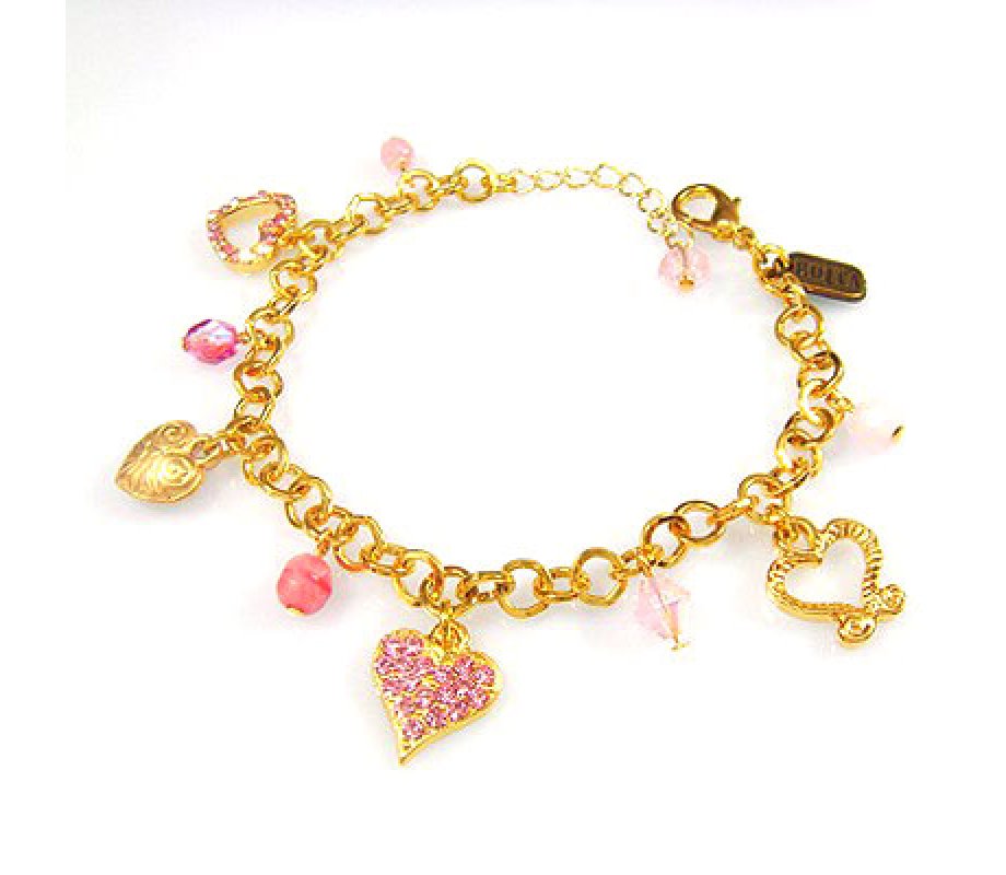 Heart Charm Bracelet in Pink by Edita