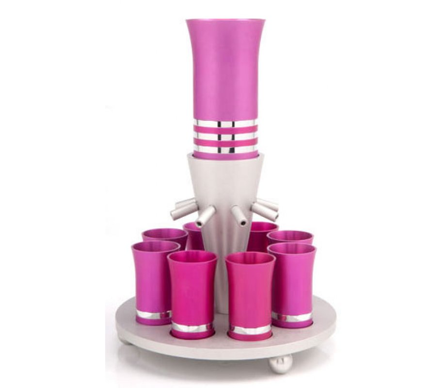 Hot Pink-Silver Color Agayof Kiddush Fountain