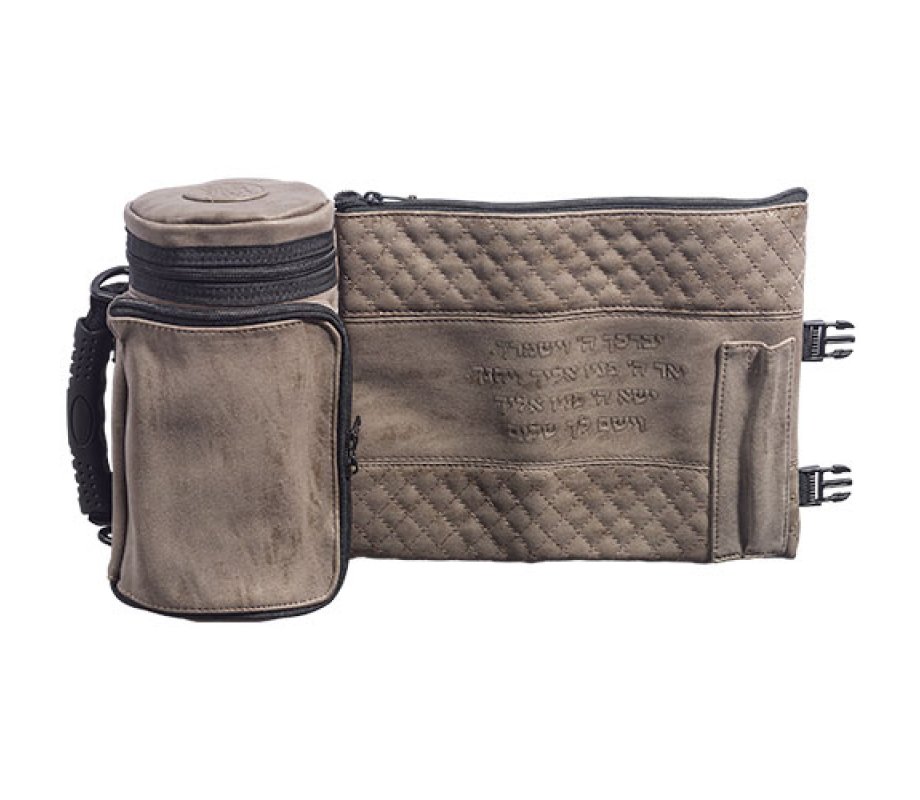 Insulated Weatherproof Tallit and Tefillin Bags with Aaronic Prayer – Brown
