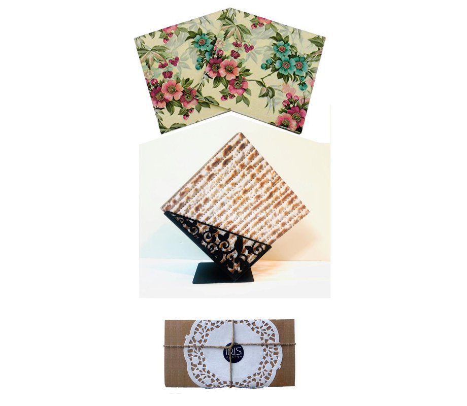 Iris Design Decorative Matzah Crackers Holder