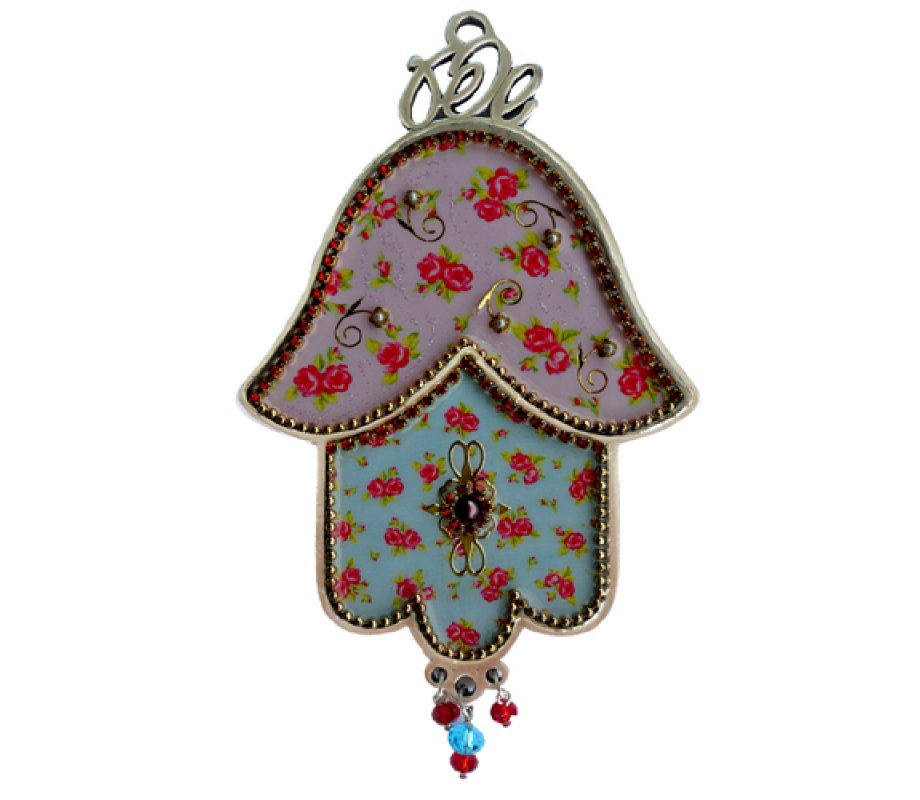 Iris Design, Hamsa Wall Plaque - Romantic Red Roses Design