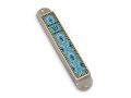 Iris Design Handcrafted Pewter & Enamel Beaded Mezuzah Case - Floral Ovals
