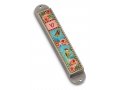 Iris Design Handcrafted Pewter Enamel Beaded Mezuzah Case - Roses and Birds