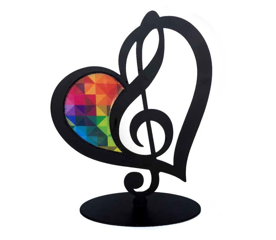 Iris Design Stand-Alone Table or Shelf Sculpture - Musical Heart and Cleff