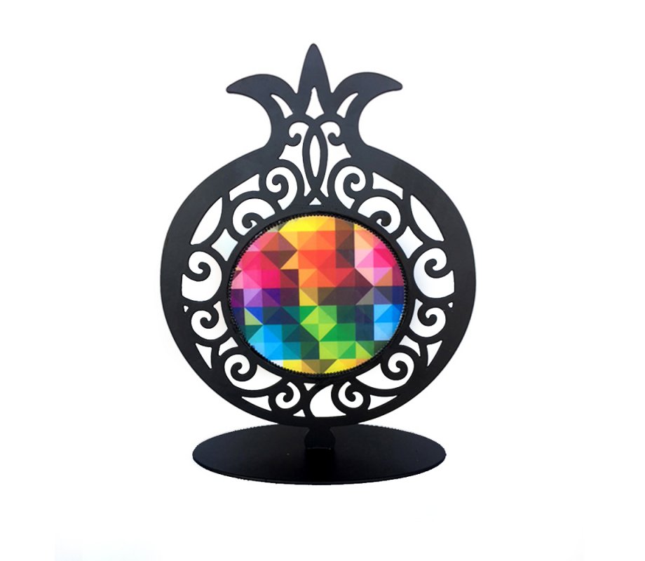 Iris Design Stand-alone Table or Shelf Sculpture - Colorful Swirling Pomegranate