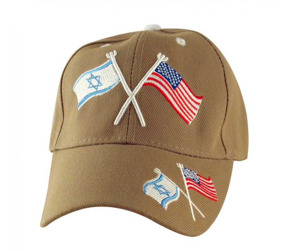 Israel-US Flag Tan Baseball Cap