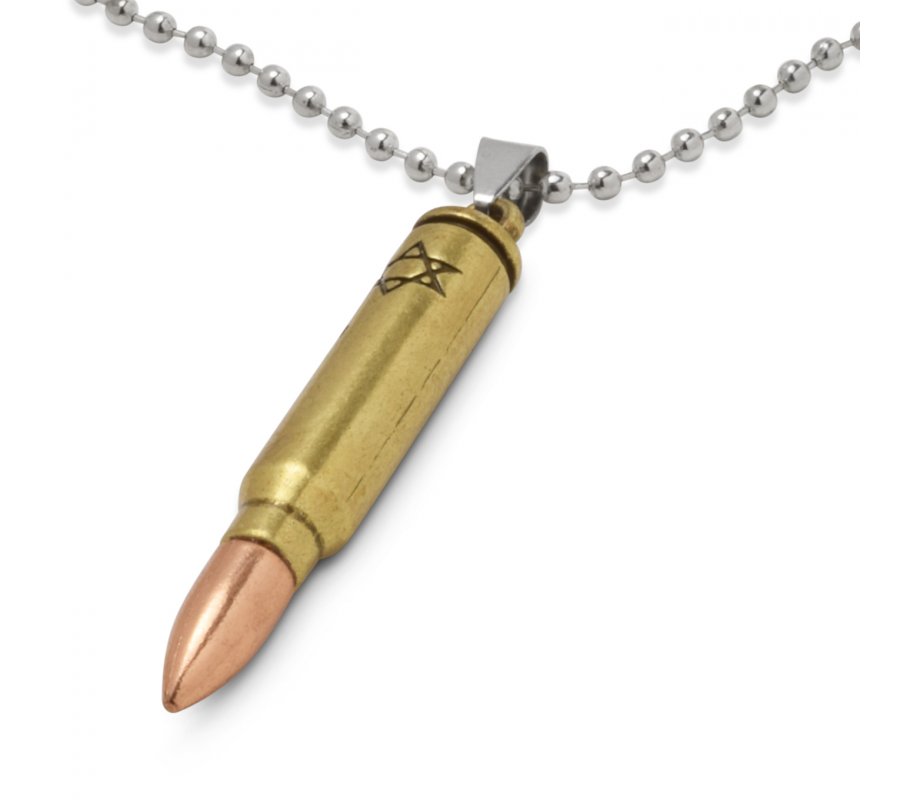Israeli Army M-16 Rifle Bullet Pendant with Star of David