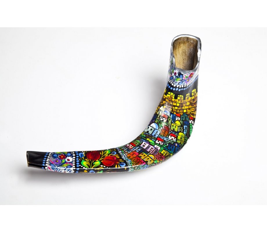 Jerusalem Hand Painted Ram's Horn Shofar