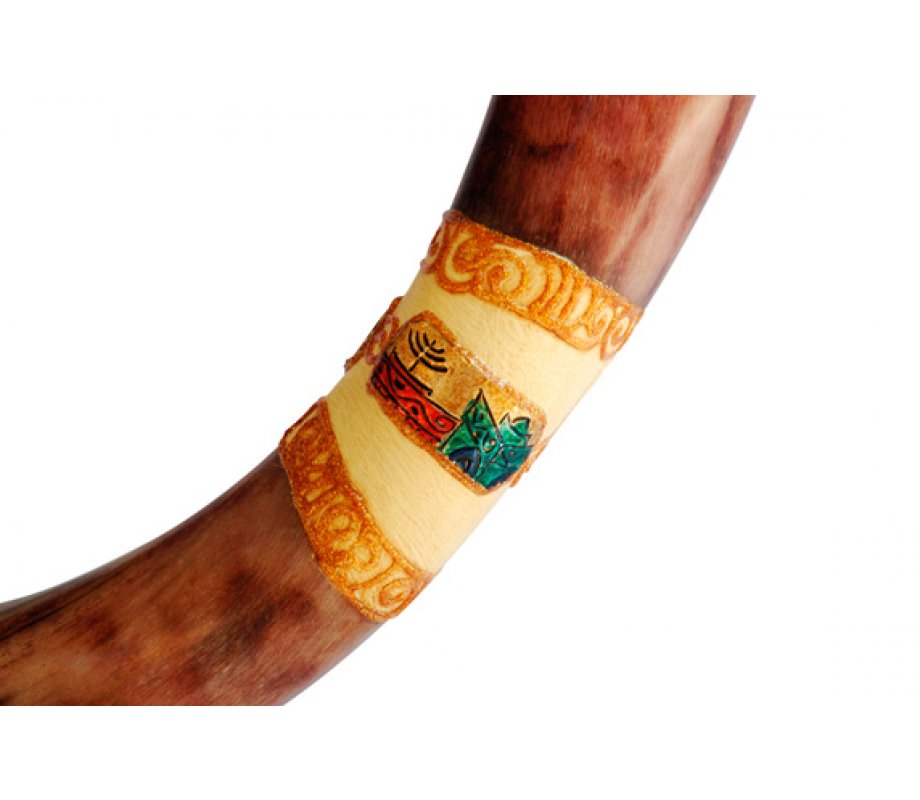 Jumbo Yemenite Hand Painted Shofar - Colorful Jerusalem