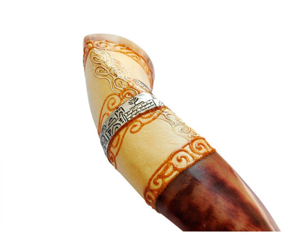 Jumbo Yemenite Hand Painted Shofar - Jerusalem Design