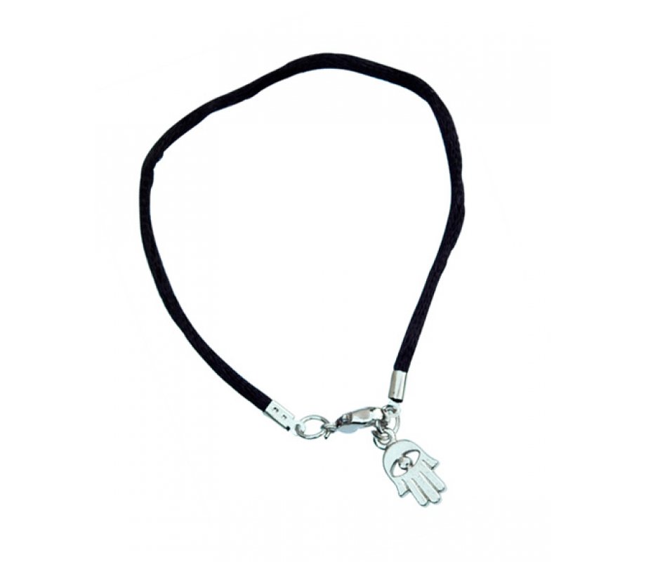 Kabbalah Cord Bracelet with Hamsa Charm - Black