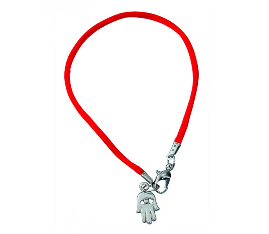 Kabbalah Cord Bracelet with Hamsa Charm - Red
