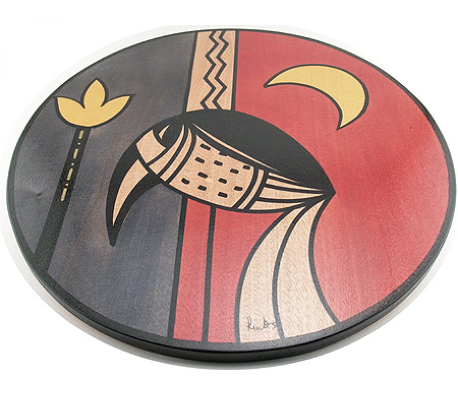 Kakadu Art Lazy Susan, Colorful Tuco Bird on Moonlit Night